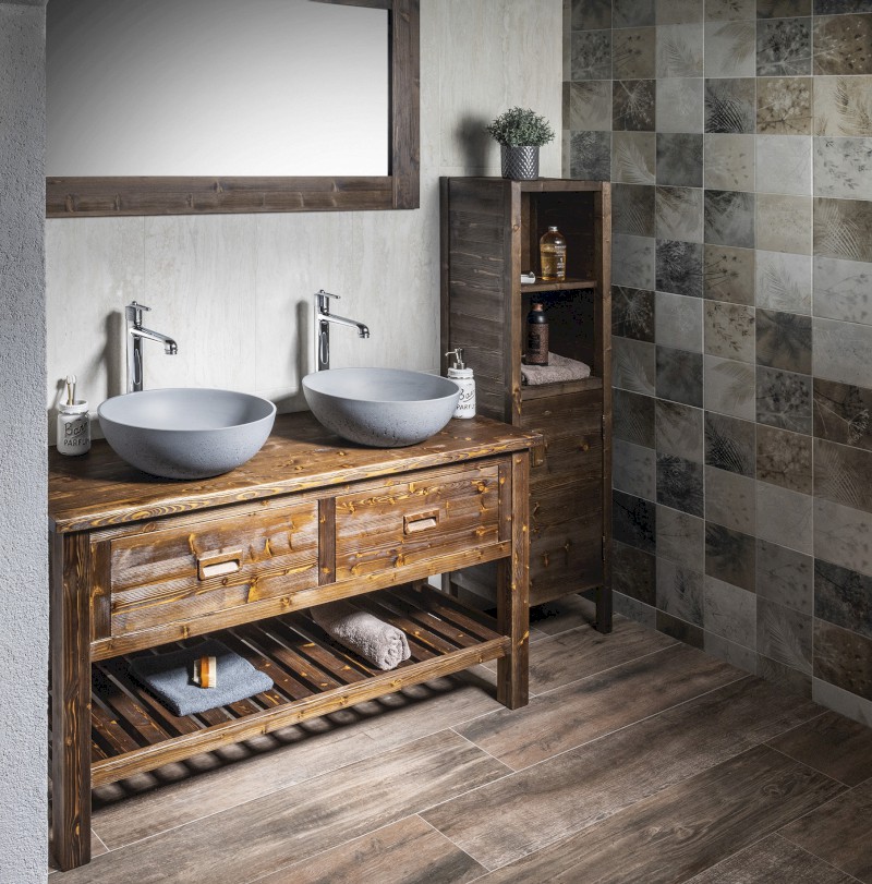 BRAND umyvadlová skříňka 130x73x50cm, mořený smrk BA131S