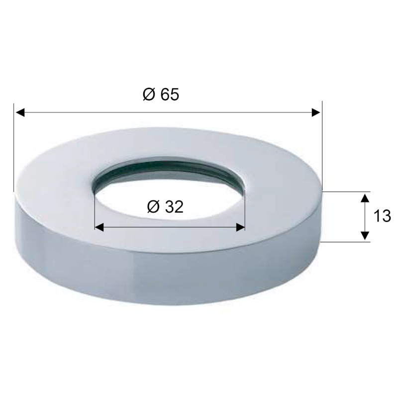 Rozeta 65/32mm, výška 13mm, chrom RS6532