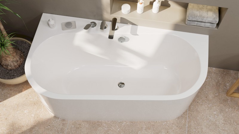 ASTRA WDL MONOLITH nástěnná stojící vana 160x85x60cm, bílá 30611MDL