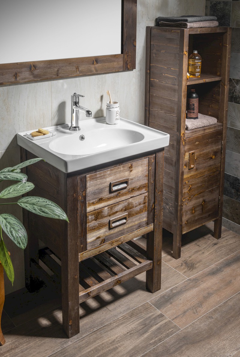 BRAND umyvadlová skříňka 56x83x43cm, mořený smrk BA068S