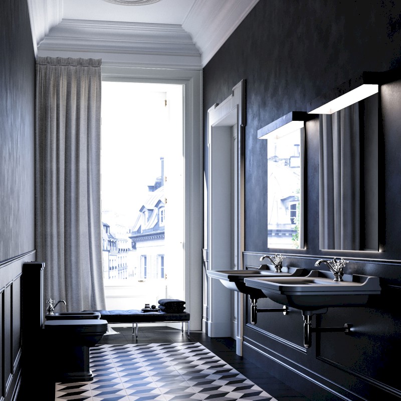 WALDORF WC kombi mísa 40x68cm, spodní/zadní odpad, černá mat 411731