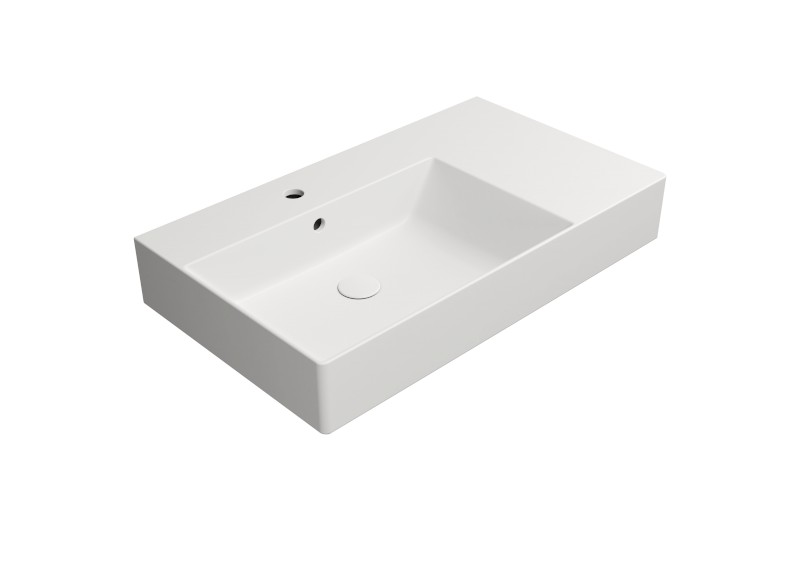 KUBE X keramické umyvadlo 80x47cm, s odkládací plochou vpravo, bílá mat 9456109