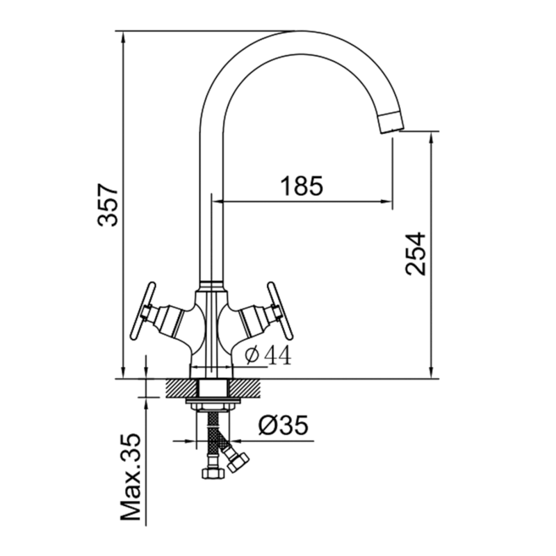 XELLA stojánková dřezová baterie, gun metal XE603GM