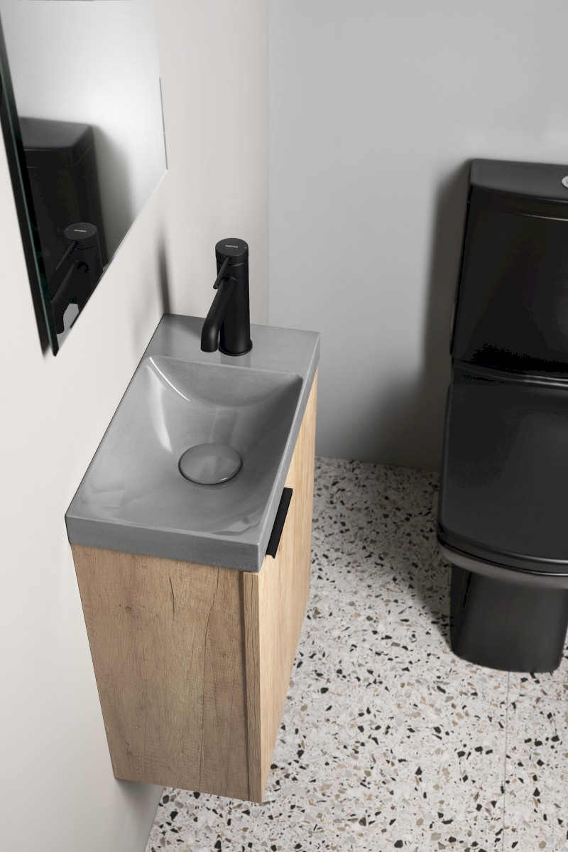 AGOS betonové umývátko 40x22cm, levé/pravé, šedá pololesk AS40017