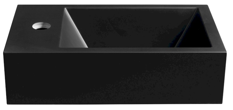AMAROK umývátko, litý mramor, 40x22cm, baterie vlevo, černá mat AR400B
