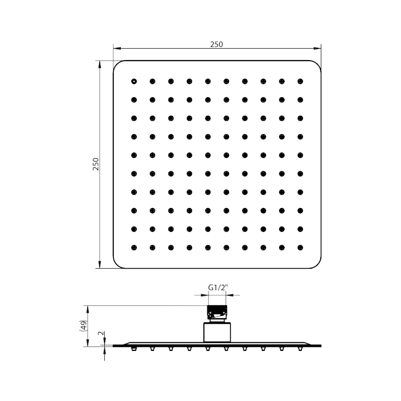 RAINFALL hlavová sprcha, 250x250mm, nerez lesk RN564
