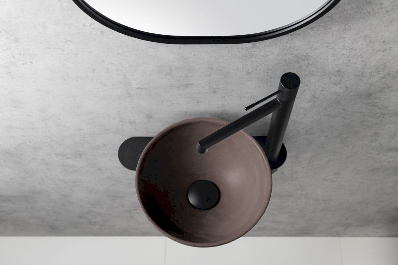 MINOR betonové umývátko na desku, Ø 26cm, tmavě hnědá mat MR26015