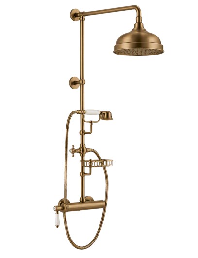 VIENNA sprchový sloup s pákovou baterií, mýdlenka, 1267mm, bronz VO139BR