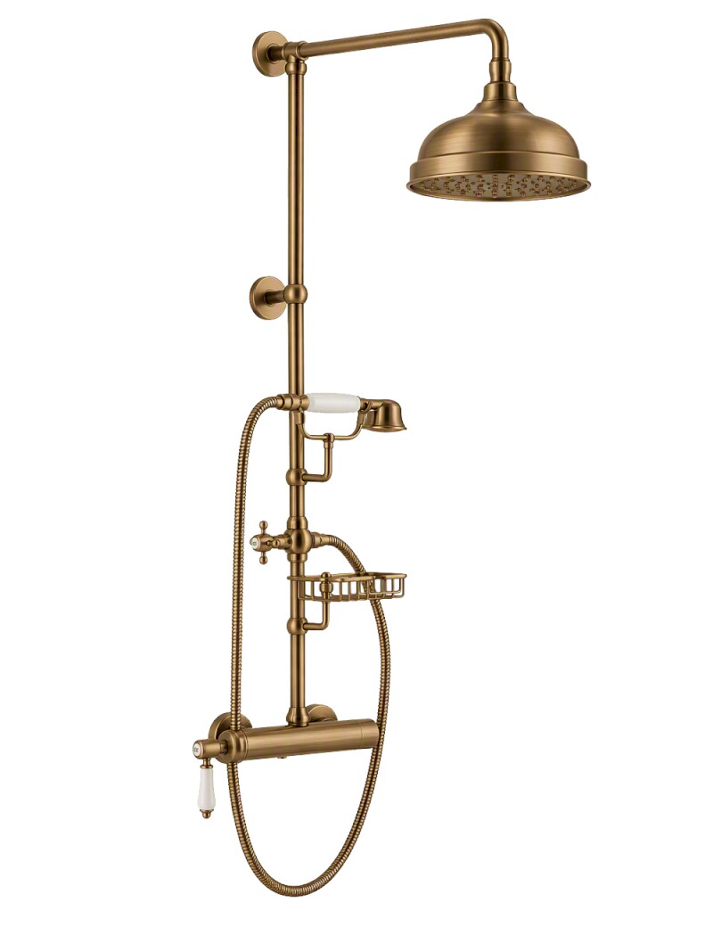 VO139BR (21717) VIENNA sprchový sloup s pákovou baterií, mýdlenka, 1267mm, bronz VO139BR