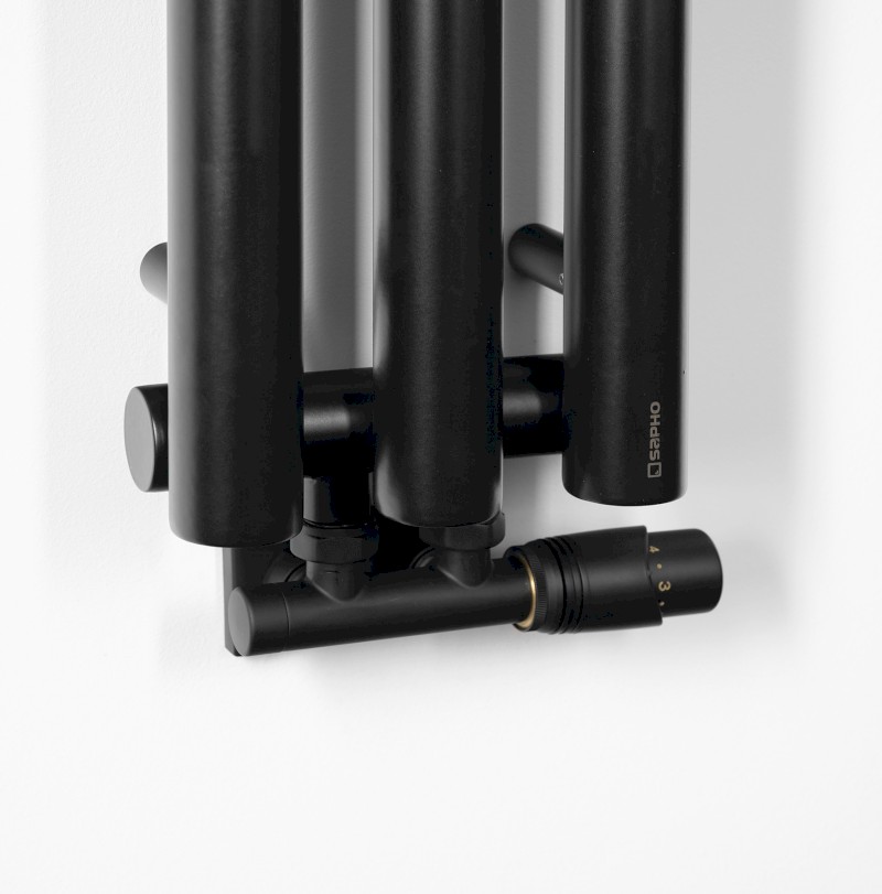 PILON otopné těleso 196x1800mm, se třemi háčky pro ručník, černá mat IZ128T