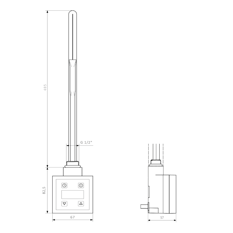KTX topná tyč s termostatem, 800 W, černá mat KTX-B-800