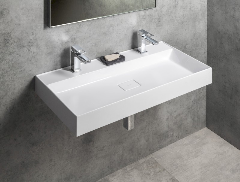 GODIVA dvojumyvadlo, litý mramor, 96x44cm, bílá GU096-2