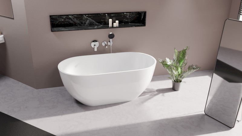 REDUTA volně stojící vana litý mramor 150x75x46cm, bílá 72843