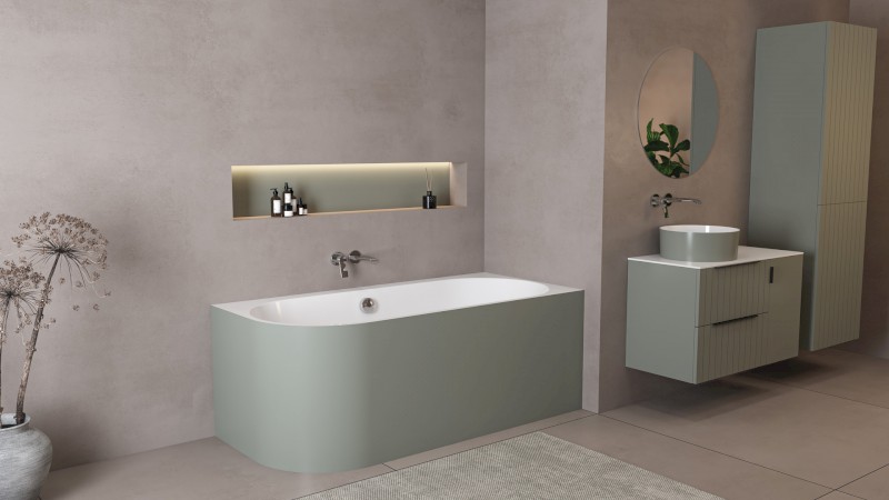 ASTRA R MONOLITH asymetrická vana 160x75x60cm, bílá/verde 34611M.44