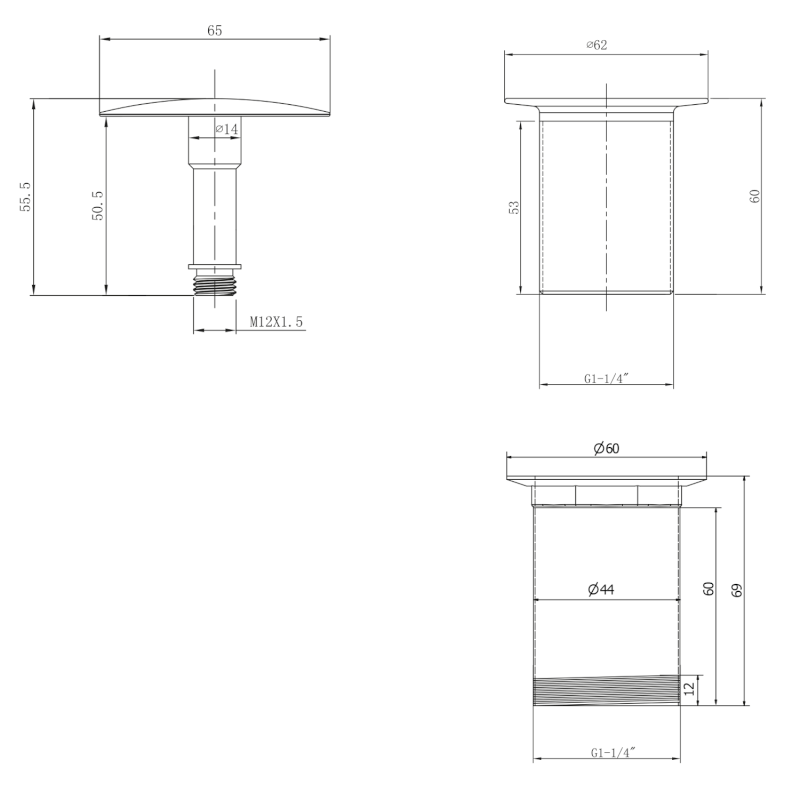 Umyvadlová výpust 5/4“, neuzavíratelná, velká zátka, 10-50mm, chrom TF6001