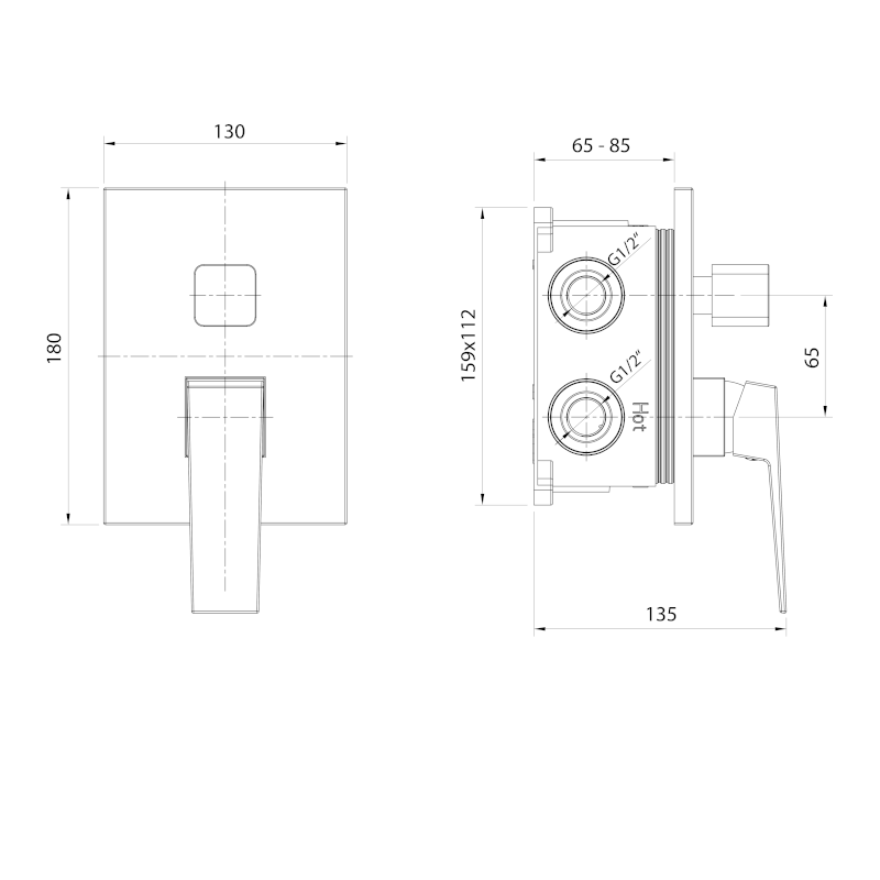 RITMO podomítková sprchová baterie, box, 2 výstupy, chrom RT042