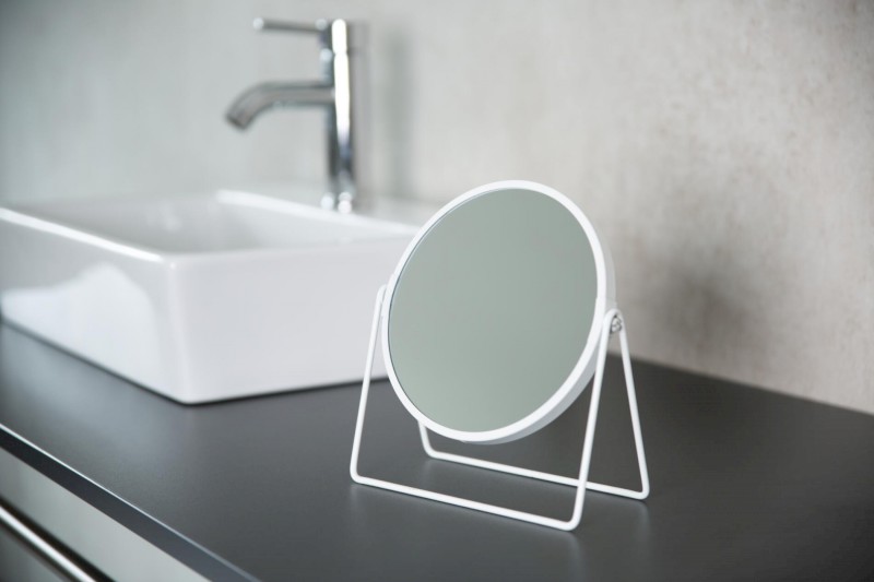 SUMMER kosmetické zrcátko na postavení, Ø 160mm, oboustranné, bílá 03009001