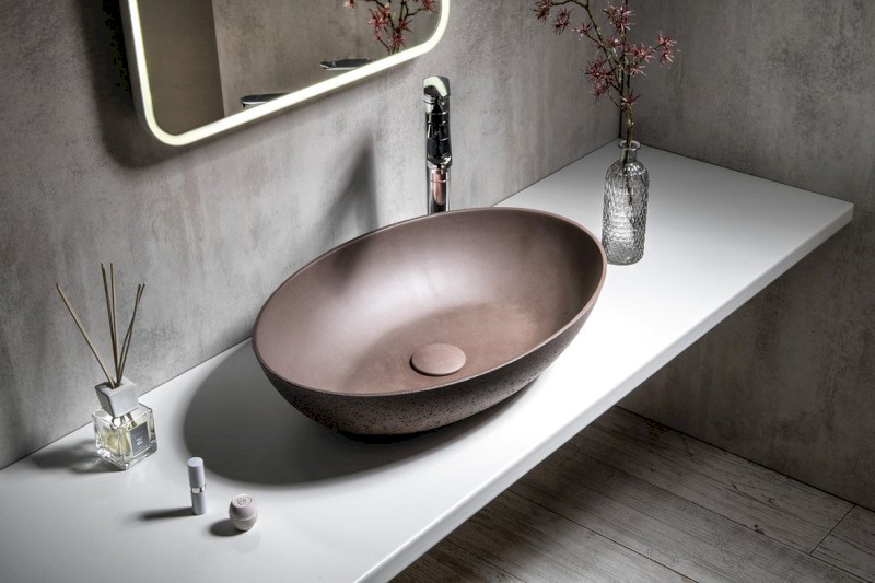 FORMIGO betonové umyvadlo na desku, 60x40cm, tmavě hnědá mat FG215