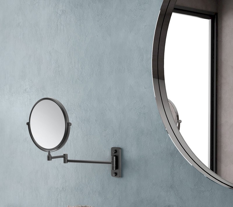 GAIA kosmetické zrcátko závěsné, Ø 180mm, oboustranné, černá mat CO202414