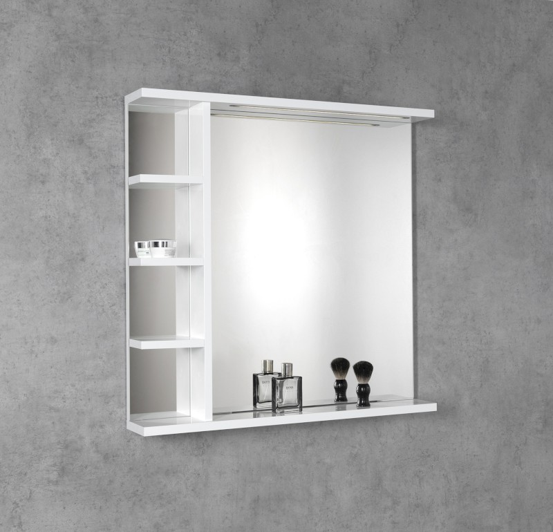 KORIN STRIP zrcadlo s LED osvětlením a policemi 70x70x12cm KO360S