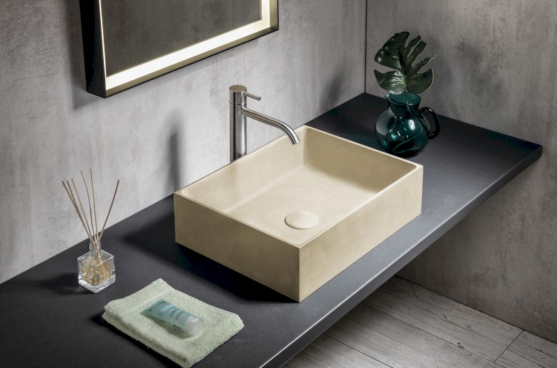 FORMIGO betonové umyvadlo na desku, 47,5x36,5cm, žlutá mat FG122