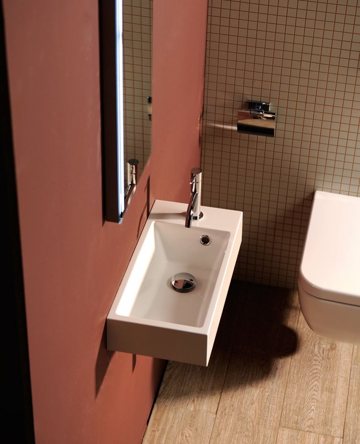 ARIANA umývátko, litý mramor, 50x25cm, baterie vpravo, bílá SM016