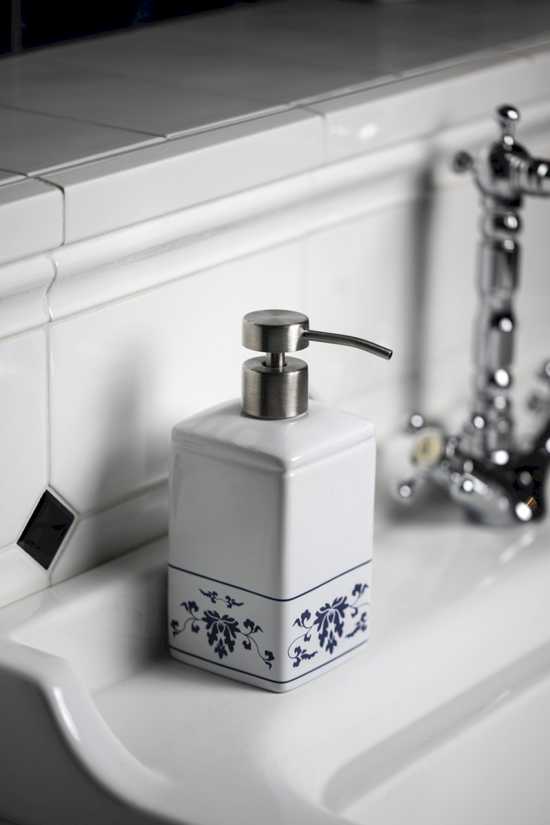 CIXI dávkovač mýdla na postavení, porcelán, bílá/modrá CX8189