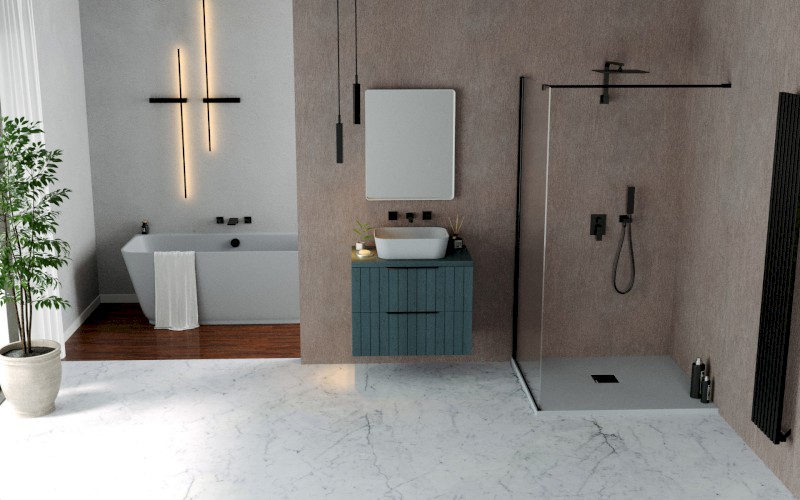 FLEXIA vanička z litého mramoru s možností úpravy rozměru, 110x100cm, šedá mat 72922.31