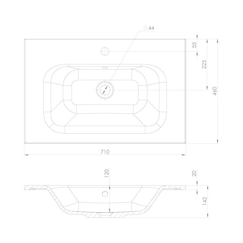 SIDRA umyvadlo, litý mramor, 71x46cm, bílá SD071