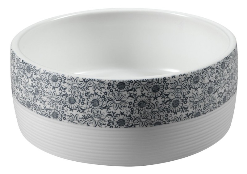 PRIORI keramické umyvadlo na desku, Ø 41 cm, bílá s modrým vzorem PI027