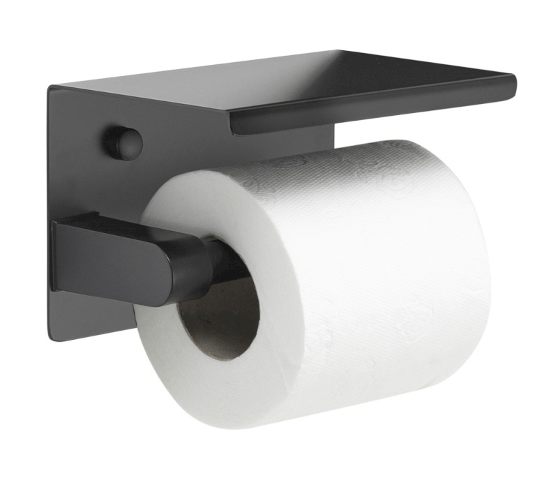 Držák toaletního papíru s poličkou, černá mat UN1197B