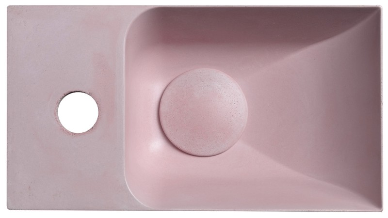 PICCOLINO betonové umývátko 30,8x17cm, baterie vlevo, růžová mat PK30021