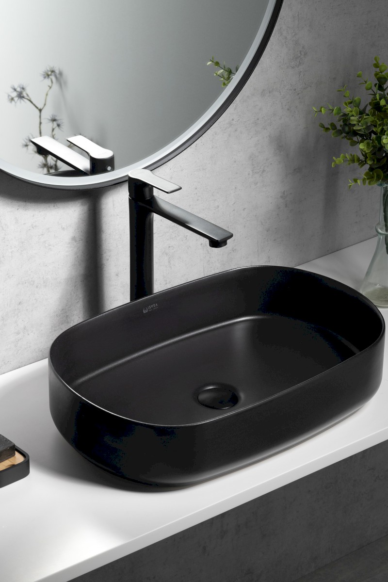 PAX stojánková umyvadlová baterie vysoká, prodloužená hubice, černá mat XA07/15