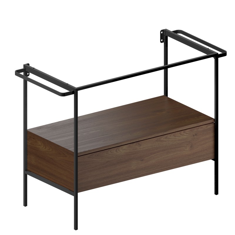 NUBES/NORM konstrukce pod umyvadlo 100x50cm, černá mat/ořech MSAN100N