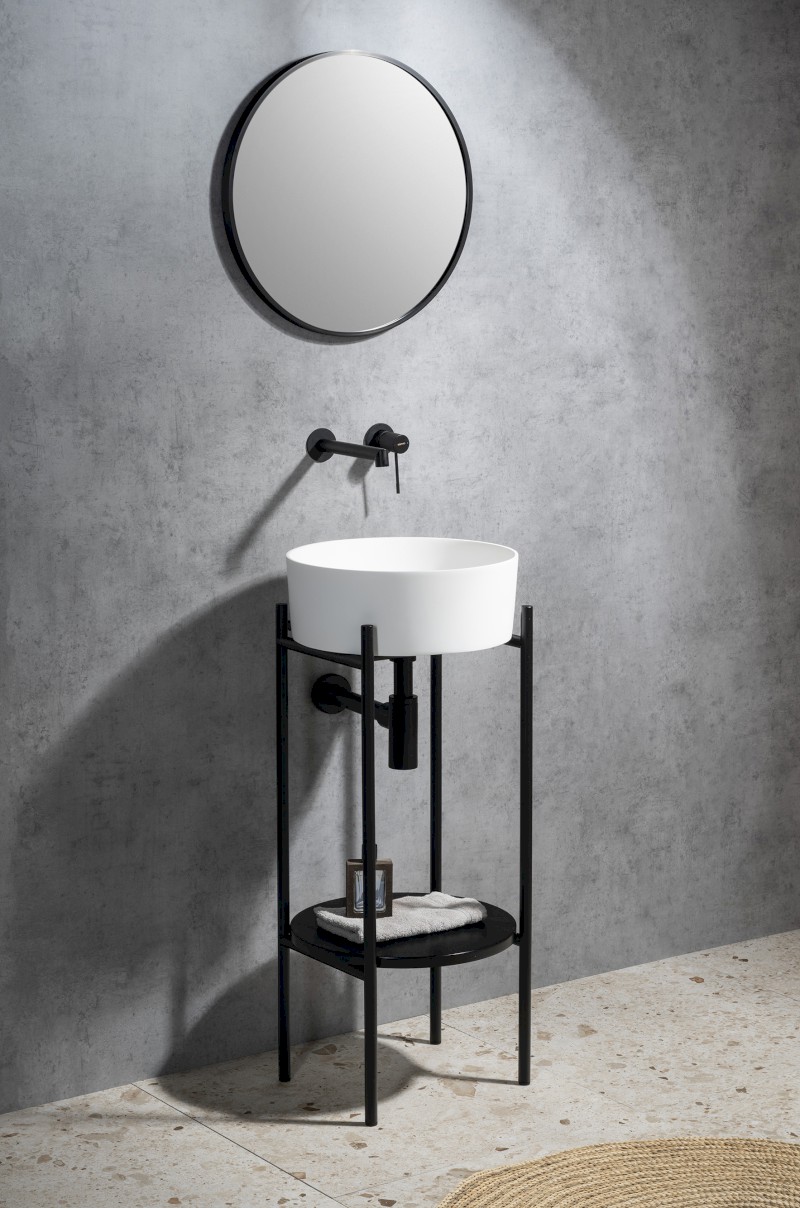 NOTION SLIM kulaté zrcadlo v rámu ø 50cm, černá mat NT500