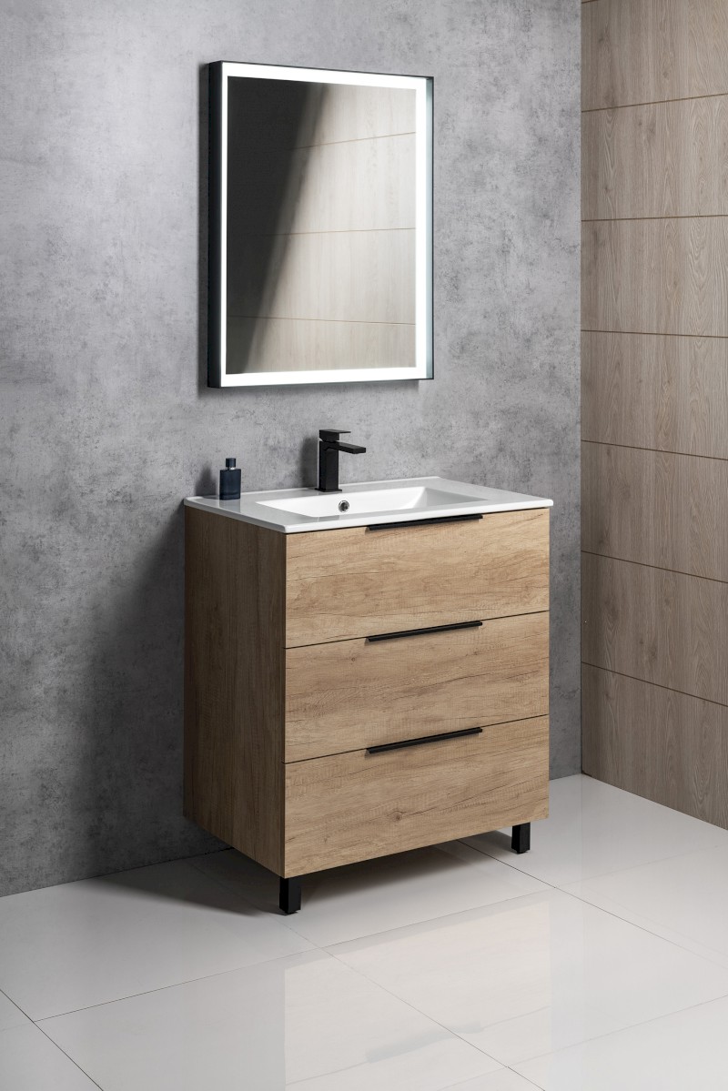 CIRASA umyvadlová skříňka 79,8x75x46cm, 3x zásuvka, dub stříbrný CR831-1111