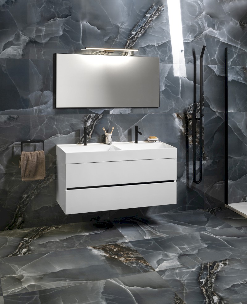 ODETTA umyvadlová skříňka 118x50x43,5cm, bílá lesk DT120-3030