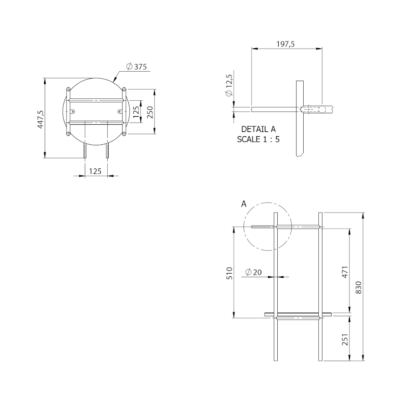 PUNO podstavec pod kulatá umyvadla 375x830x448xmm, zlato mat SKA380-5