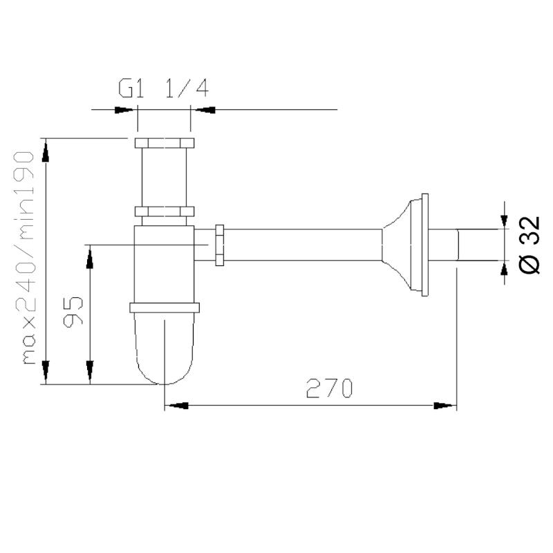 RETRO umyvadlový sifon 5/4