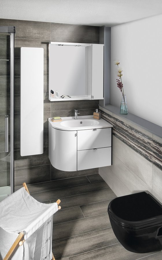 PULSE umyvadlo rohové, litý mramor, 75x45cm, pravé, bílá BM658