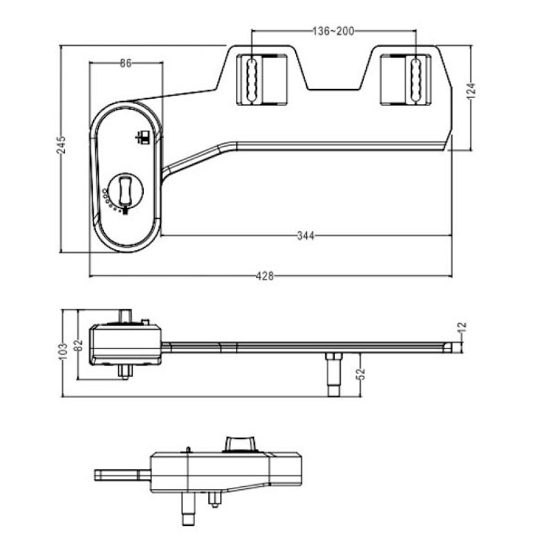 EASY CLEANING přídavný bidet na studenou vodu, polypropylen MT002