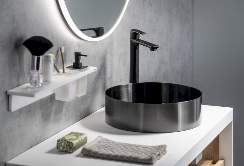 PAX stojánková umyvadlová baterie vysoká, prodloužená hubice, černá mat XA07/15