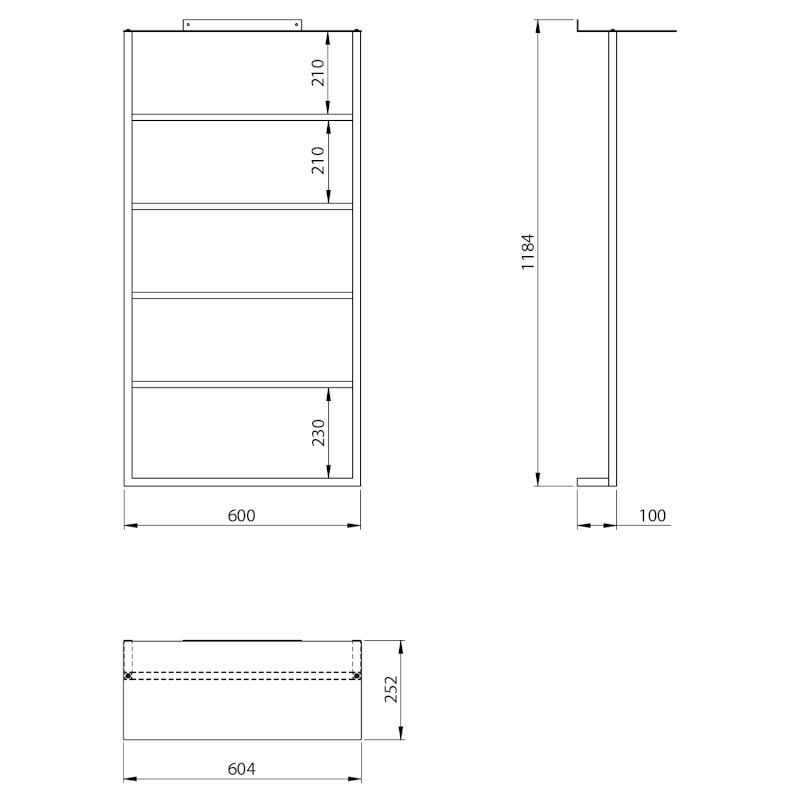 SKA nástěnný sušák ručníků s policí 604x1184x252mm, bílá mat SKA712