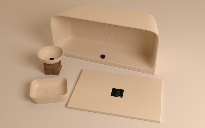 FLEXIA vanička z litého mramoru s možností úpravy rozměru, 100x100cm, béžová mat 71552.81