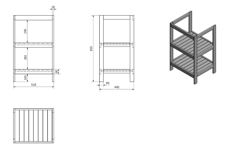 ETIDE policová umyvadlová skříňka 51,5x85x44 cm, bílá mat ET505