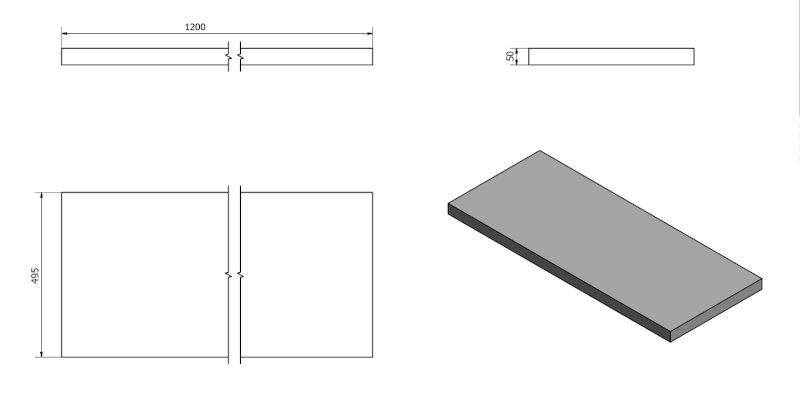 AVICE deska pod umyvadlo 120x50cm, tl.5cm, cement AV127