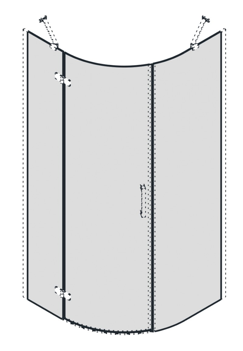 TRINITY skleněné díly čtvrtkruhová zástěna 900x900, sklo čiré, levé GT6590CL