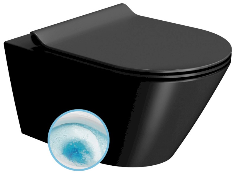 KUBE X závěsná WC mísa, GeniusFlush, 36x55cm, černá dual-mat 941326