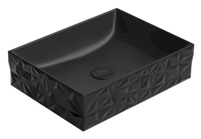 KUBE X DIAMANT keramické umyvadlo na desku, 50x37cm, černá mat 944026