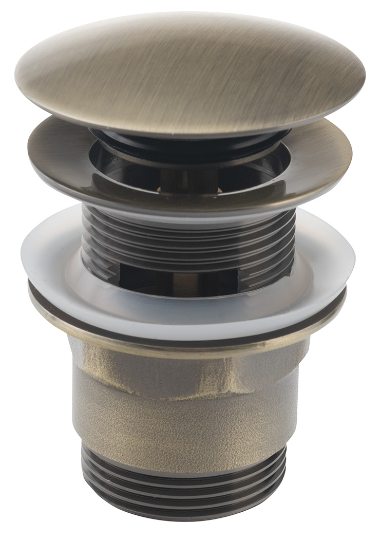 Umyvadlová výpust 5/4“, click-clack, velká zátka, 30-45mm, tmavý bronz TF7001A